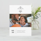  monogram | Foto De datum opslaan Save The Date (Staand voorkant)