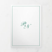 Monogram Foto Formal Emerald Green Wedding Drieluik Uitnodiging (Cover)