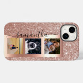 Monogram foto glitters rose goud handgeschreven Case-Mate iPhone case (Achterkant (horizontaal))