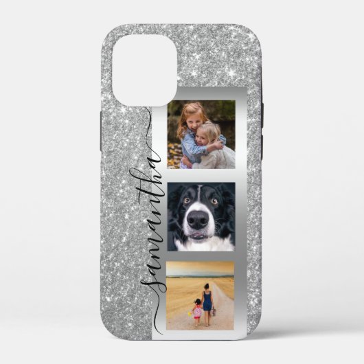 Monogram foto glitters rose goud handgeschreven Case-Mate iPhone case (Achterkant)
