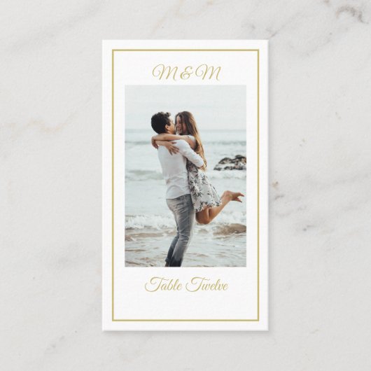 Monogram Foto Gold Elegant Table Number Plaatskaartje (Voorkant)