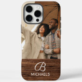 Monogram Foto Houtstructuur Houten Gepersonaliseer Case-Mate iPhone Case (Achterkant)