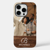 Monogram Foto Houtstructuur Houten Gepersonaliseer Case-Mate iPhone Case (Achterkant)
