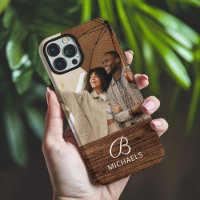 Monogram Foto Houtstructuur Houten Gepersonaliseer