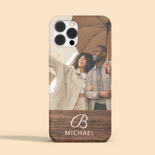 Monogram Foto Houtstructuur Houten Gepersonaliseer Case-Mate iPhone Case