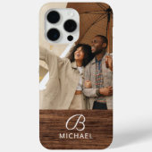 Monogram Foto Houtstructuur Houten Gepersonaliseer Case-Mate iPhone Case (Achterkant)