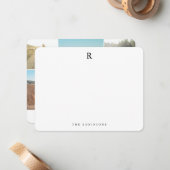 Monogram foto-inklage Elegant minimalistische fami Notitiekaartje (Voorkant / Achterkant in situ)