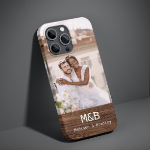 Monogram Foto Koppel Houten Gepersonaliseerde Naam Case-Mate iPhone 14 Hoesje