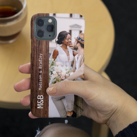 Monogram Foto Koppel Houten Gepersonaliseerde Naam Case-Mate iPhone Case