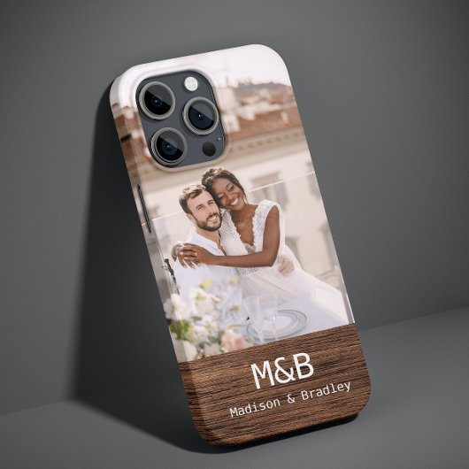 Monogram Foto Koppel Houten Gepersonaliseerde Naam Case-Mate iPhone Case