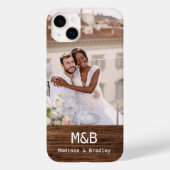 Monogram Foto Koppel Houten Gepersonaliseerde Naam Case-Mate iPhone Case (Achterkant)