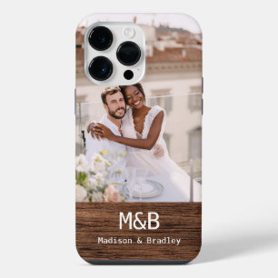 Monogram Foto Koppel Houten Gepersonaliseerde Naam iPhone 14 Pro Max Hoesje