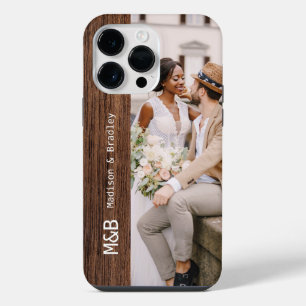 Monogram Foto Koppel Houten Gepersonaliseerde Naam iPhone 14 Pro Max Hoesje