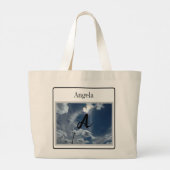 Monogram Foto Licht blauwe troebele hemel met Sund Grote Tote Bag (Achterkant)