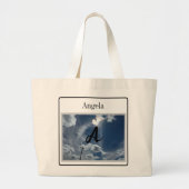 Monogram Foto Licht blauwe troebele hemel met Sund Grote Tote Bag (Voorkant)