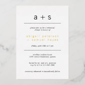 Monogram foto minimale repetitie diner folie uitnodiging (Voorkant)