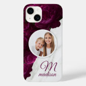 Monogram Foto Modern Floral Marble Custom Name Case-Mate iPhone Case (Achterkant)
