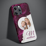 Monogram Foto Modern Floral Marble Custom Name Case-Mate iPhone 14 Hoesje<br><div class="desc">Monogram Foto Modern Floral Marble Custom Name iPhone Case-draagtassen bieden je favoriete foto op een marmer- en paarse bloemachtergrond. Pas met uw douanemonogram en naam aan door de tekst in het verstrekte tekstvakje uit te geven. Ontworpen door ©Evco Studio www.zazzle.com/store/evcostudio</div>