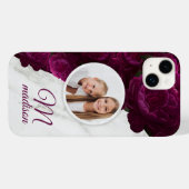 Monogram Foto Moderne Bloem Marmer Aangepaste Naam Case-Mate iPhone Case (Achterkant (horizontaal))