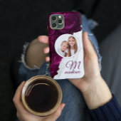 Monogram Foto Moderne Bloem Marmer Aangepaste Naam Case-Mate iPhone Case