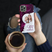 Monogram Foto Moderne Bloem Marmer Aangepaste Naam Case-Mate iPhone Case