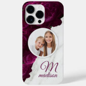 Monogram Foto Moderne Bloem Marmer Aangepaste Naam Case-Mate iPhone Case (Achterkant)