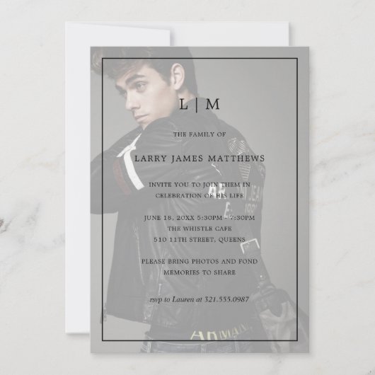 Monogram foto Moderne viering van het leven Kaart (Voorkant)