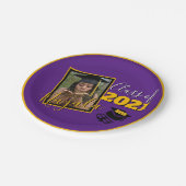 Monogram & Foto Paars|Gold Afstuderen Papieren Bordje (Gekanteld)