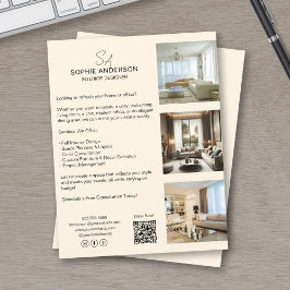 Monogram Foto QR Cream Professioneel Bedrijf Flyer
