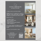 Monogram Foto QR Grijs Zakelijk Professioneel Flyer (Voorkant)
