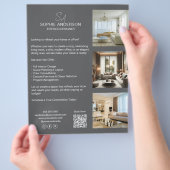 Monogram Foto QR Grijs Zakelijk Professioneel Flyer (Hand)