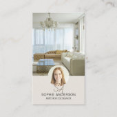 Monogram Foto QR Social Media Interieurontwerper Visitekaartje (Voorkant)