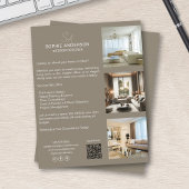 Monogram Foto QR Taupe Professioneel Bedrijf Flyer