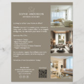 Monogram Foto QR Taupe Professioneel Bedrijf Flyer (Voorkant)