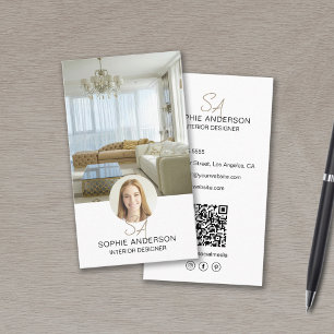Monogram Foto QR Wit Interieur Ontwerper Visitekaartje