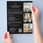Monogram Foto QR Zwart Professioneel Bedrijf Flyer (Hand)