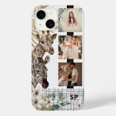 Monogram Foto Safari Dier Bloemen Modern Girly Case-Mate iPhone Case (Achterkant)