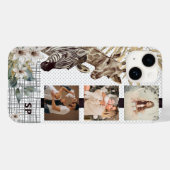 Monogram Foto Safari Dier Bloemen Modern Girly Case-Mate iPhone Case (Achterkant (horizontaal))