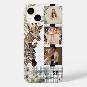 Monogram Foto Safari Dier Bloemig Modern Meisjesac Case-Mate iPhone 14 Hoesje