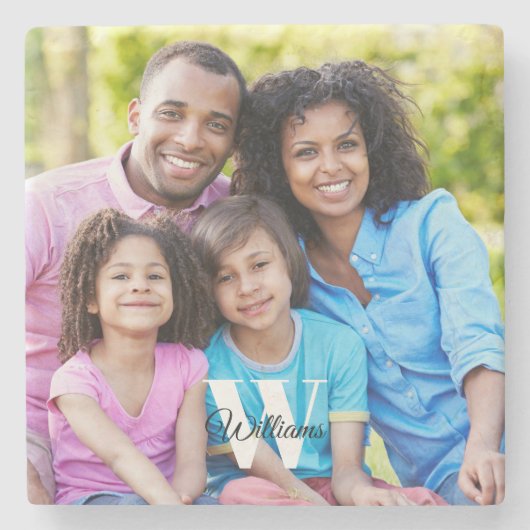 Monogram Foto Stenen Onderzetter (Voorkant)