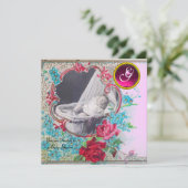MONOGRAM FOTO-TEMPLATE VAN HET BABY SHOWER STORK,  KAART (Staand voorkant)
