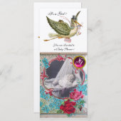 MONOGRAM FOTO-TEMPLATE VAN HET BABY SHOWER STORKEN KAART (Voorkant / Achterkant)