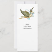 MONOGRAM FOTO TEMPLATE white, BABY SHOWER STORK, Kaart (Achterkant)