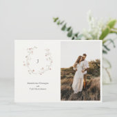 Monogram Foto Waterverf Weddenschap Kaart (Staand voorkant)