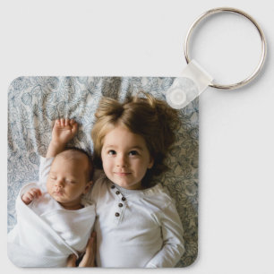 Monogram Foto Zwart en Witte Strepen Sleutelhanger