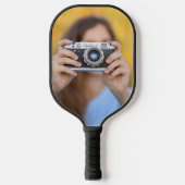 Monogram Fotocollage Aangepaste Kleur Pickleball P Paddle (Voorkant)