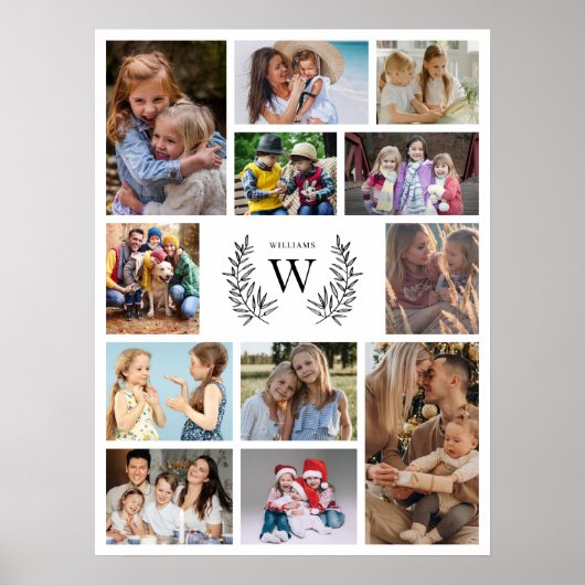 Monogram fotocollage familie poster (Voorkant)