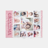 Monogram Fotocollage Gelukkige Verjaardag Oma Fleece Deken (Voorkant (Horizontaal))