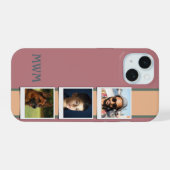 Monogram fotocollage roze iPhone 15 case (Achterkant horizontaal)