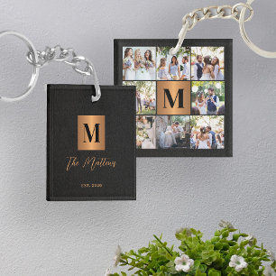 Monogram fotocollage sleutelhanger